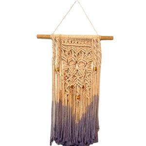 Anthropologie Macrame Ombra Cream & Blue Wall Hanging
